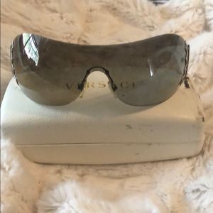 Versace white and silver sunglasses. Black lens.
